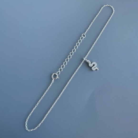 Sterling Silver CZ Snake Anklet - Picture 3 of 9